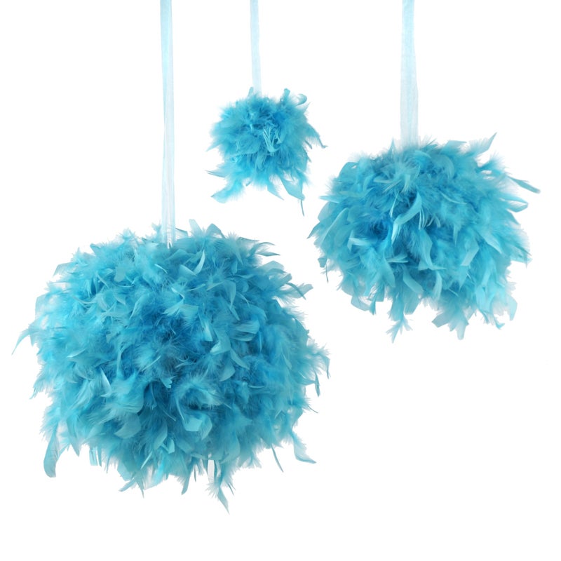 ZUCKER Feather (TM) - Chandelle Feather Pom Poms - Lt Turquoise - 12" - Image 2